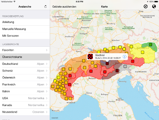 Avalanche Risk Level Map: Alps